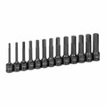Eagle Tool Us Grey Pneumatic 0.5 in. Drive 13 Piece 4 in. Length Metric Hex Driver Set GY1343MH